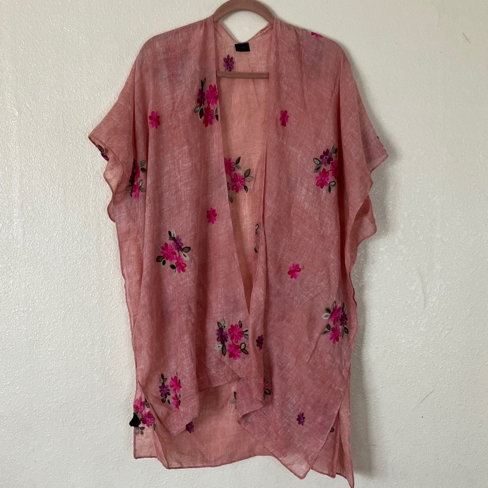 LV's Collection Sheer Floral Embroidered Popover, OS